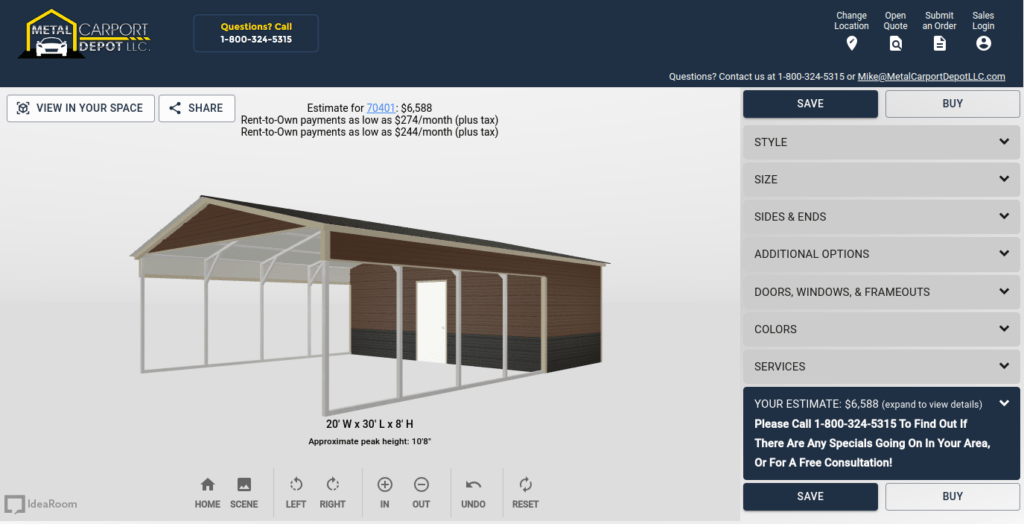 Screenshot Metal Carport Depot LLC